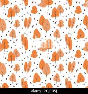 Autunno foresta senza giunture modello, alberi astratti semplici in autunno colori per la copertura, sfondo vettore illustrazione Illustrazione Vettoriale