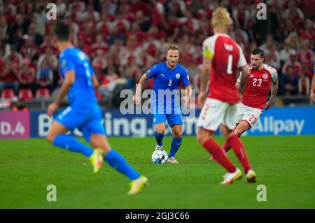 8 settembre 2021: Dan Leon Glazer d'Israele durante la Danimarca contro Israele, qualificatore della Coppa del mondo allo stadio Parken, Copenhagen, Danimarca. Prezzo Kim/CSM Foto Stock