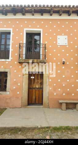 Casa de las conchas in Plaza de Granadilla, Caceres, città abbandonata Foto Stock