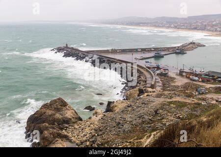 Vista dal porto di Karaburun, il punto di ingresso a nord del progetto canale di Istanbul a Istanbul, Turchia il 25 febbraio 2018. Foto Stock