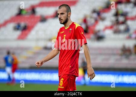 Stadio Romeo menti, Vicenza, Italia, 07 settembre 2021, Ognjen Obradovic (Montenegro) durante Under 21 - UEFA euro 2023 Qualificatori - Italia vs Monten Foto Stock