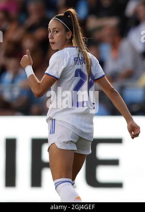 Manchester, Inghilterra, 8 settembre 2021. Athenea del Castillo delle donne del Real Madrid durante la partita della UEFA Womens Champions League all'Academy Stadium di Manchester. Il credito dell'immagine dovrebbe leggere: Darren Staples / Sportimage Credit: Sportimage/Alamy Live News Foto Stock