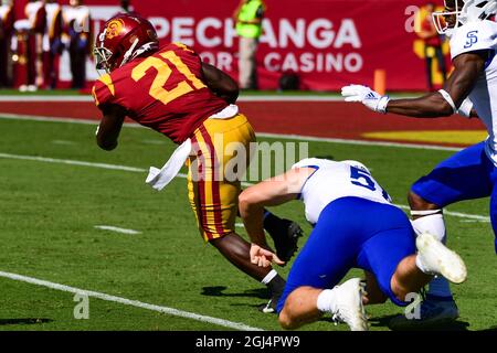 Sud California Trojans sicurezza Isaiah Pola-Mao (21) durante una partita di calcio NCAA contro i San Jose state Spartans, Sabato, 4 settembre 2021, in L Foto Stock