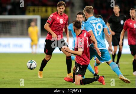 Elbasan, Albania. 08 settembre 2021. Berat Djimshiti (Albania) durante i Qualifiers della Coppa del mondo FIFA, Qatar 2022, partita di calcio tra le squadre nazionali dell'Albania e San Marino il 08 settembre 2021 all'Elbasan Arena - Albania - Photo Nderim Kaceli Credit: Independent Photo Agency/Alamy Live News Foto Stock