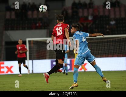 Elbasan, Albania. 08 settembre 2021. Mihaj (Albania) durante la Coppa del mondo FIFA Qualifiers, Qatar 2022, partita di calcio tra le squadre nazionali dell'Albania e San Marino il 08 settembre 2021 a Elbasan Arena - Albania - Photo Nderim Kaceli Credit: Independent Photo Agency/Alamy Live News Foto Stock