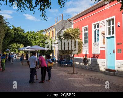 Museu Etnografico da Praia nella zona pedonale di Platone. La capitale Praia sull'Ilha de Santiago, Capo Verde. (Solo per uso editoriale) Foto Stock