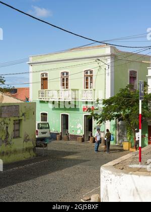 Casa cittadina tradizionale (Sobrado). Sao Filipe, la capitale dell'isola. Isola di Fogo (Ilha do Fogo), parte di Capo Verde nell'Atlantico centrale. (Edito Foto Stock