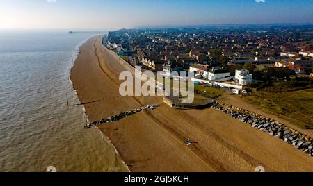 Vista aerea guardando est dai resti del Castello di Sandown, Deal Kent Foto Stock