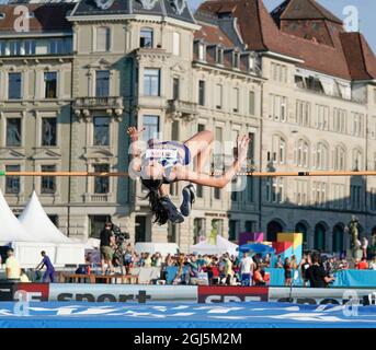 Zurigo, Svizzera, 8, Settembre, 2021,Iryna Gerashchenko (UKR) in azione, durante la Wanda Diamond League, credito:, Graham Glendinning,/ Alamy Live News Foto Stock