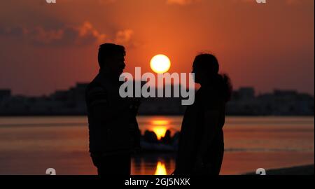 Una bella serata al Dakeera Beach al Khor - QATAR Foto Stock