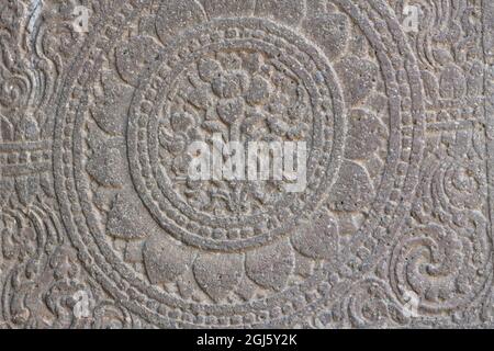 India, Maharashtra, Ajanta, Ajanta Caves. Grotte scavate dal 200 a.C. al 650 d.C. particolare di muratura in pietra ornata. UNESCO. Foto Stock