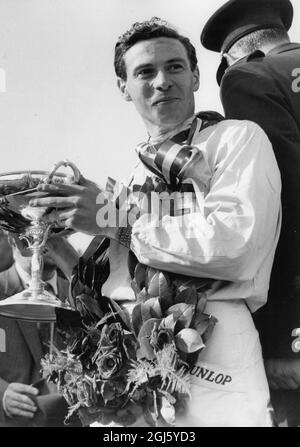 Jim Clark : 1936 - 1968 , pilota britannico di Formula uno della Scozia , mostrato ad Aintree , Liverpool , Inghilterra , vincitore del RAC British Grand Prix nella sua Lotus 22 luglio 1962 Foto Stock