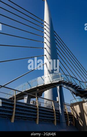 Ponte della metropolitana Halic, Corno d'Oro. Istanbul, Turchia. Foto Stock
