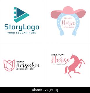 Spettacolo di intrattenimento animale cavallo logo design Illustrazione Vettoriale