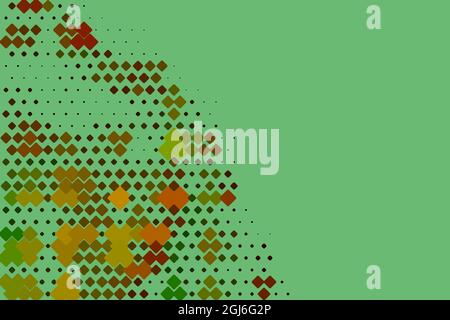 Elementi poligonali a forma di diamante su sfondo verde. Illustrazione Vettoriale