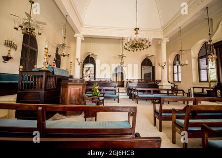 San Tommaso Sinagoga Pietra Miliare Storica Nazionale, Charlotte Amalie, san Tommaso, Isole Vergini americane. Foto Stock