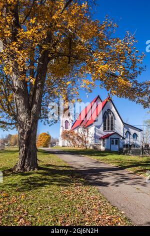 Canada, New Brunswick, Saint John River Valley, Gagetown. Chiesa Anglicana di San Giovanni, n. 1880. Foto Stock