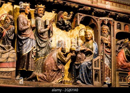 Adorazione dei Magi pre-fuoco Cattedrale di Notre Dame, Parigi, Francia. Foto Stock