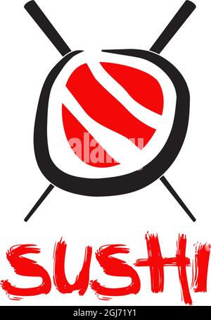 Illustrazione del modello vettoriale del logo del ristorante sushi Illustrazione Vettoriale