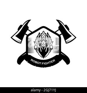 Illustrazione del modello vettoriale del logo della testa del robot Illustrazione Vettoriale