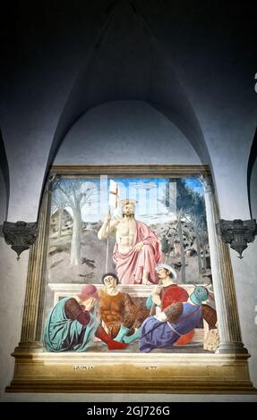 Sansepolcro Toscana Italia. La Resurrezione di Piero della Francesca al Museo Civico Foto Stock