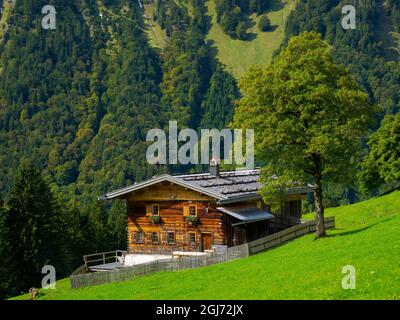 Lo storico insediamento alpino Gerstruben nell'Allgau vicino a Oberstdorf. Germania, Baviera Foto Stock