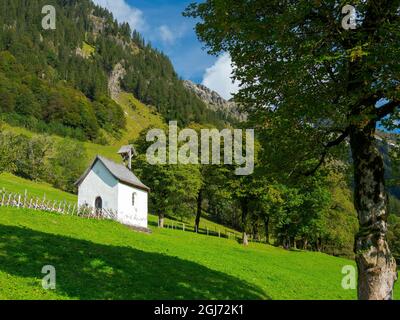 Lo storico insediamento alpino Gerstruben nell'Allgau vicino a Oberstdorf. Germania, Baviera Foto Stock