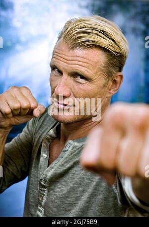 L'attore Dolph Lundgren lancia il suo libro di fitness 'Fit Forever' in Svezia. Foto Stock