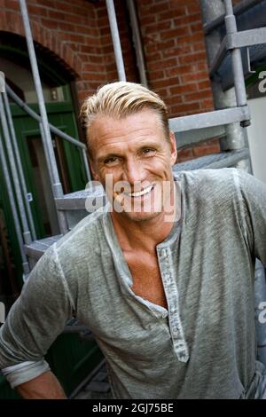 L'attore Dolph Lundgren lancia il suo libro di fitness 'Fit Forever' in Svezia. Foto Stock