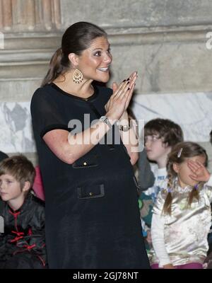 STOCCOLMA 20120123 Crown Princess Victoria partecipa a un concerto nel corso del Royal Palace Youth Music Festival nella Sala di Stato del Palazzo reale di Stoccolma il 23 gennaio 2012. Foto Jonas Ekströmer / SCANPIX kod 10030 Foto Stock