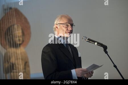 STOCCOLMA 20120211 il re svedese Carl XVI Gustaf inaugurò la nuova Galleria coreana al Museo delle antichità del lontano periodo pasquale di Stoccolma, Svezia sabato 11 2012 febbraio. Foto: Maja Suslin / SCANPIX / Kod 10300 Foto Stock