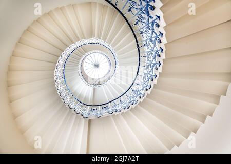 The Tulip Stairs, Queen’s House, Greenwich, Londra, Regno Unito. Foto Stock