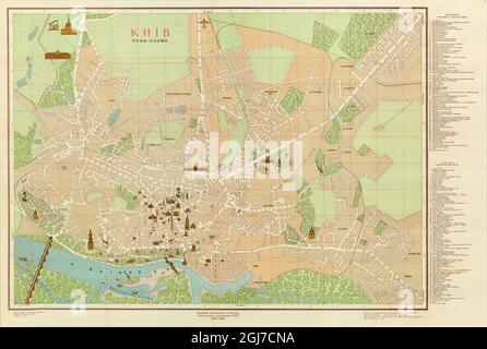 Kiev Mappa, Kiev Plan, Mappa di Kiev, Kiev City, Old Kiev Mappa, Retro Kiev Mappa, Vintage Kiev Mappa, Kiev Stampa, Kiev Poster, Ucraina Mappa, Mappa dell'Ucraina Foto Stock