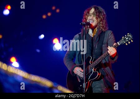 NORJE 20120607 Chris Cornell della rock band statunitense Soundgarden perfomrs duirng The Sweden Rock Festival 2012 iin Solvesborg Soputh Svezia, 7 giugno 2012. Foto: Claudio Bresciani / SCANPIX / Kod 10090 Foto Stock