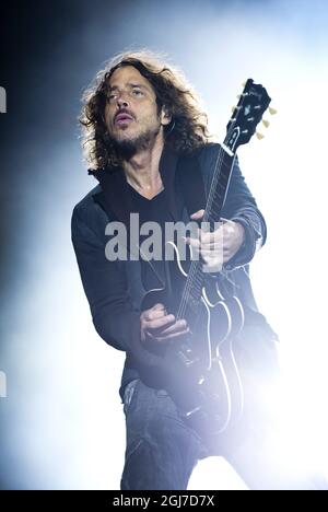 NORJE 20120607 Chris Cornell della rock band statunitense Soundgarden perfomrs duirng The Sweden Rock Festival 2012 iin Solvesborg Soputh Svezia, 7 giugno 2012. Foto: Claudio Bresciani / SCANPIX / Kod 10090 Foto Stock