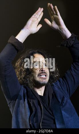 NORJE 20120607 Chris Cornell della rock band statunitense Soundgarden perfomrs duirng The Sweden Rock Festival 2012 iin Solvesborg Soputh Svezia, 7 giugno 2012. Foto: Claudio Bresciani / SCANPIX / Kod 10090 Foto Stock