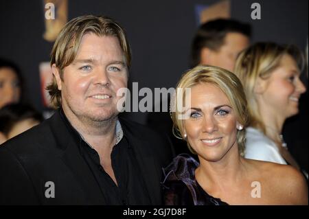 Il gala di calcio Tomas Brolin e la sua ragazza Annika Duckmark. Foto Stock