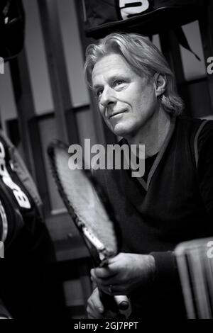 STOCCOLMA 2012-09-19 Bjorn Borg, ex-asso da tennis svedese, ha fotografato alla Stockholm Tennis Hall di Kristineberg dove si pratica. Foto Rickard Kilstrom / SCANPIX Kod 75952 Foto Stock