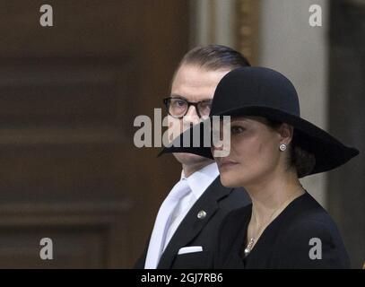 STOCCOLMA 2013-03-16 il Principe Daniele e la Principessa Vittoria della Corona al funerale della Principessa Lilian nella Cappella reale del Palazzo reale di Stoccolma sabato 16 marzo 2013. Foto: Maja Suslin / SCANPIX / kod 10300 Foto Stock