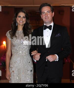 STOCCOLMA 2013-06-07 la principessa Madeleine di Svezia e Christopher o'Neill arrivano per una cena privata al Grand HÃ´tel di Stoccolma venerdì 7 giugno 2013 in occasione delle loro celebrazioni di matrimonio. Foto: Erik Martensson / SCANPIX / kod 10400 Foto Stock