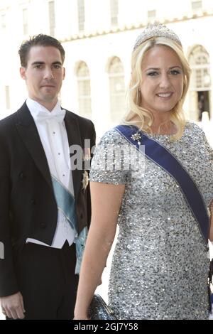 STOCCOLMA 20130608 il principe Philipos di Grece e la principessa Theodora arrivano alle nozze della principessa Madeleine di Svezia e del signor Christopher OÂ’Neill tenutesi nella Cappella reale del Palazzo reale di Stoccolma sabato 8 giugno 2013. Foto: Maja Suslin / SCANPIX / kod 10300 Foto Stock