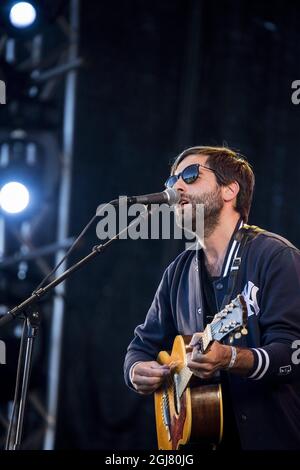 SIGTUNA 20130615 Adam Olenius, cantante della band svedese 'shout out Louds' suona durante il Festival di Hultsfred a Sigtuna, Svezia, il 15 giugno 2013. Foto: Christine Olsson / SCANPIX / codice 10430 Foto Stock