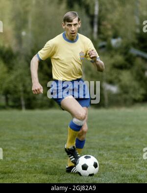 YSTAD 1973-05-21 giocatore di calcio Bo Larsson durante un allenamento con la nazionale svedese di calcio 21 maggio 1973. Foto: Soren Karlson / XP / SCANPIX / Kod: 28 Foto Stock