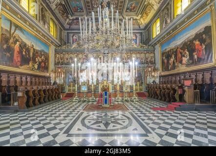 Italia, Trieste, interno della Chiesa Greco-Ortodossa Foto Stock