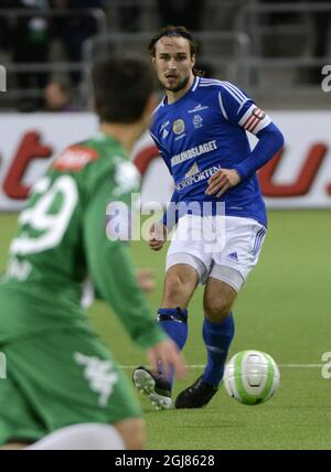 STOCCOLMA 2013-09-29 GIF Sundsvall's Kevin Walker durante la partita di calcio Superettan di domenica tra Hammarby IF e GIF Sundsvall sulla Tele 2 Arena di Stoccolma. Foto: Bertil Enevag Ericson / TT / kod 10000 Foto Stock