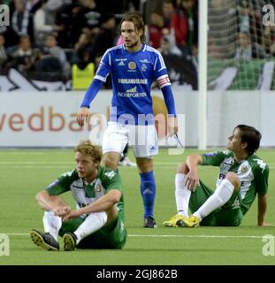 STOCCOLMA 2013-09-29 GIF Sundsvall's Kevin Walker durante la partita di calcio Superettan di domenica tra Hammarby IF e GIF Sundsvall sulla Tele 2 Arena di Stoccolma. Foto: Bertil Enevag Ericson / TT / kod 10000 Foto Stock