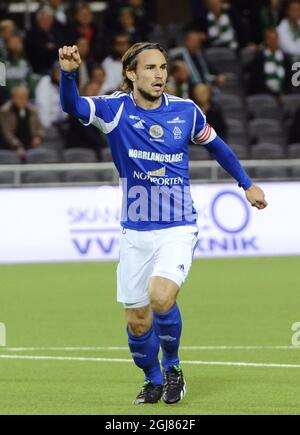 STOCCOLMA 2013-09-29 GIF Sundsvall's Kevin Walker durante la partita di calcio Superettan di domenica tra Hammarby IF e GIF Sundsvall sulla Tele 2 Arena di Stoccolma. Foto: Bertil Enevag Ericson / TT / kod 10000 Foto Stock