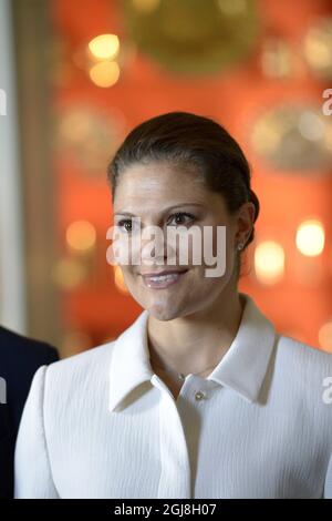 STOCCOLMA 20140520 la Principessa Vittoria durante un'udienza con il Sindaco di Amburgo, OLAF Scholz, al Palazzo reale di Stoccolma, Svezia, 20 maggio 2014. Foto: Janerik Henriksson / TT / Kod 10010 Foto Stock