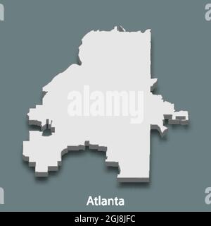 la mappa isometrica 3d di Atlanta è una città degli Stati Uniti, illustrazione vettoriale Illustrazione Vettoriale