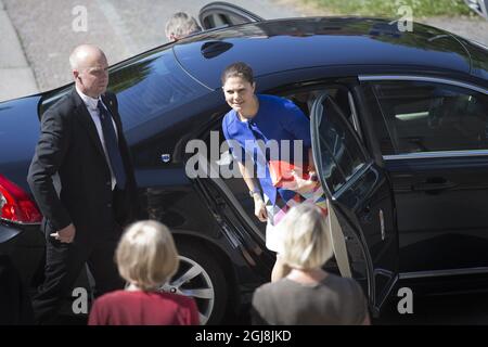 GOTEBORG 2014-06-13 Crown Princess Victoria ha partecipato al 25-year anniversario 'Nordens Arks' all'Università di Goteborg, 13 giugno 2014. Â€™Ark di Nordens è secondo il loro sito web una fondazione senza scopo di lucro che lavora per dare alle specie minacciate un futureÂ . Foto: Bjorn Larsson Rosvall / TT / Code 9200 Foto Stock